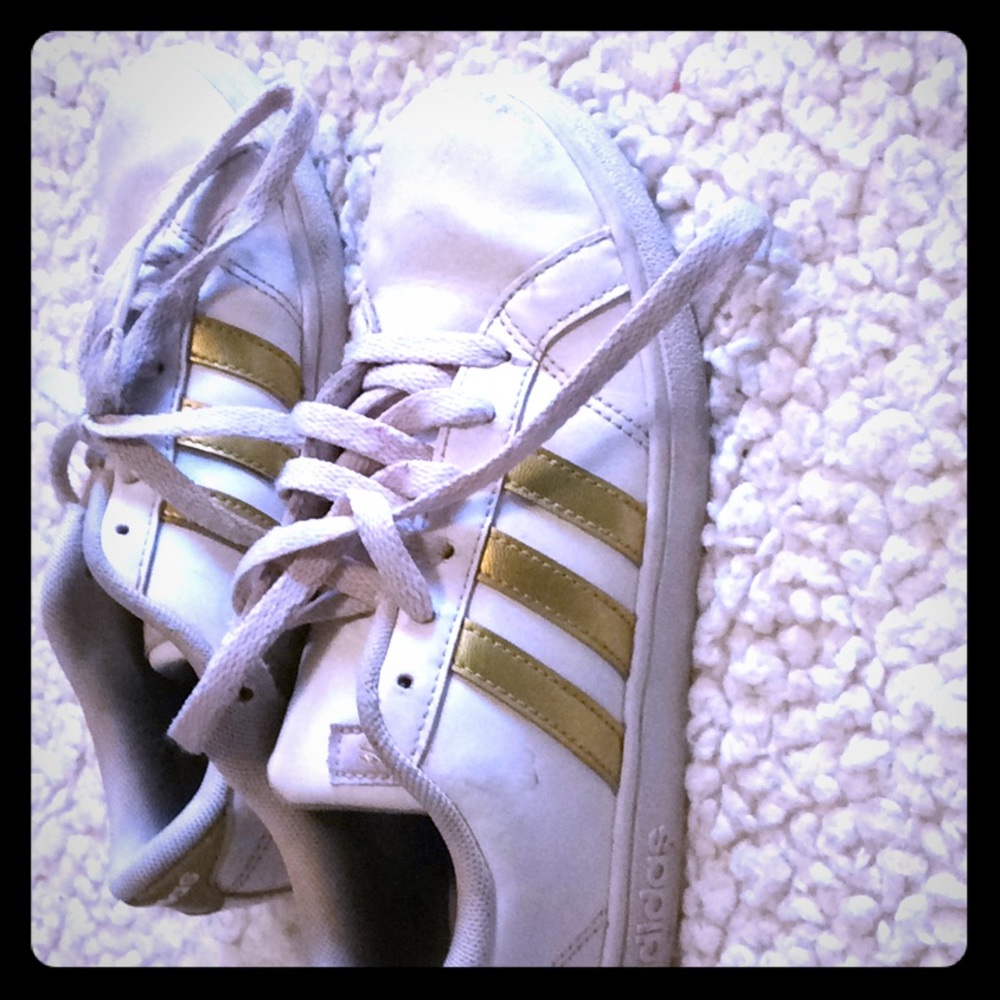 White and gold adidas